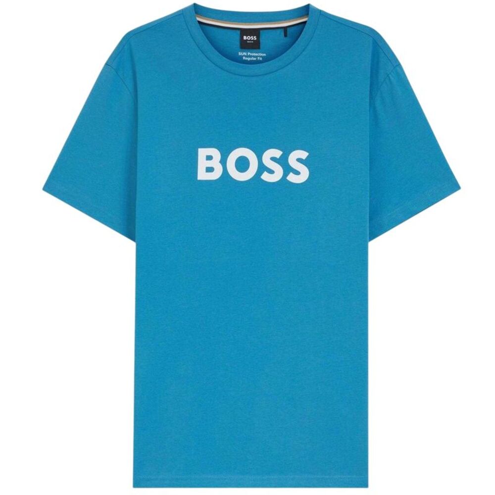 Boss Mens Logo Cotton T-Shirt / Turquoise/Aqua